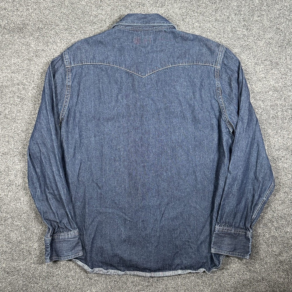 Tecovas Denim Pearl Snap Western Shirt Indigo Blue Long Sleeve Yoke Mens Size XL - Picture 7 of 7